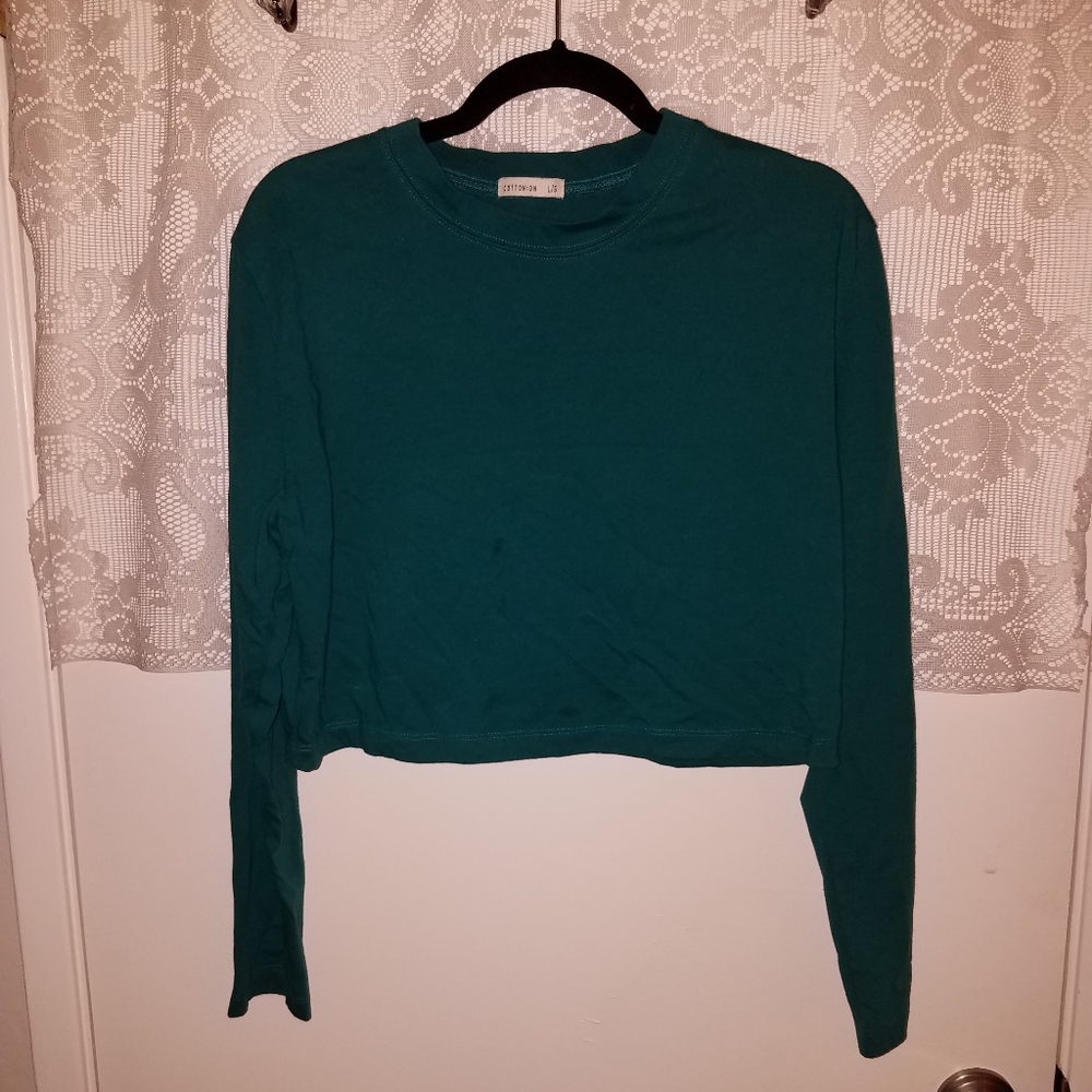 Sea Green Longsleeve Crop Top